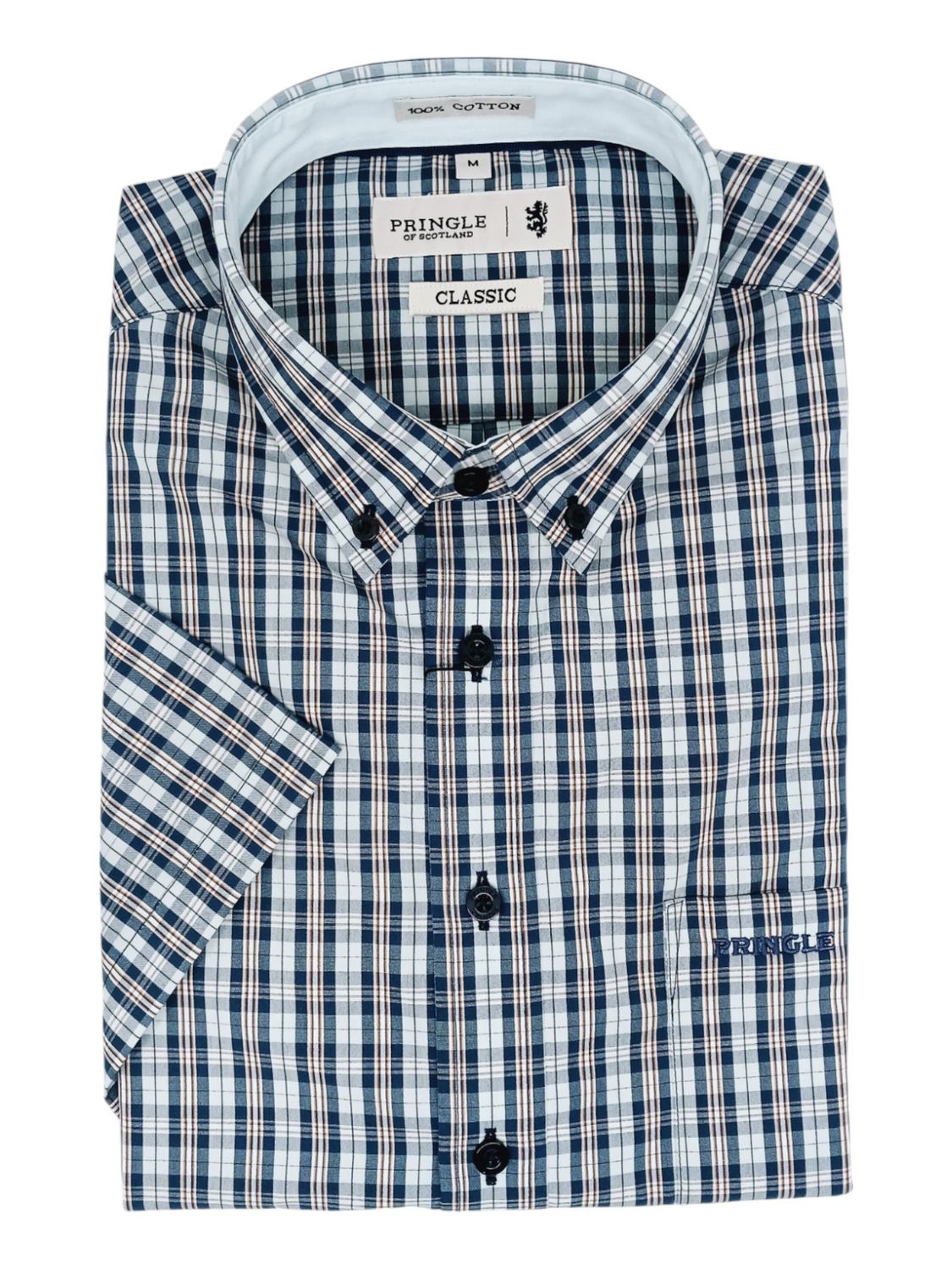 Pringle | Classic Short Sleeve Shirt | Patrick | Blue, Size: M