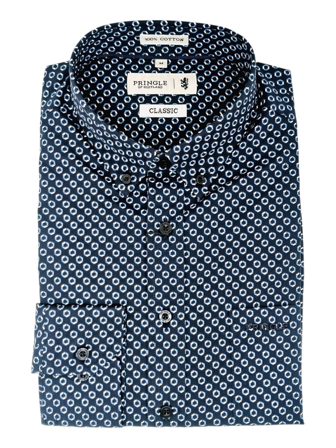 Pringle | Classic Long Sleeve Shirt | Barry | Navy, Size: M