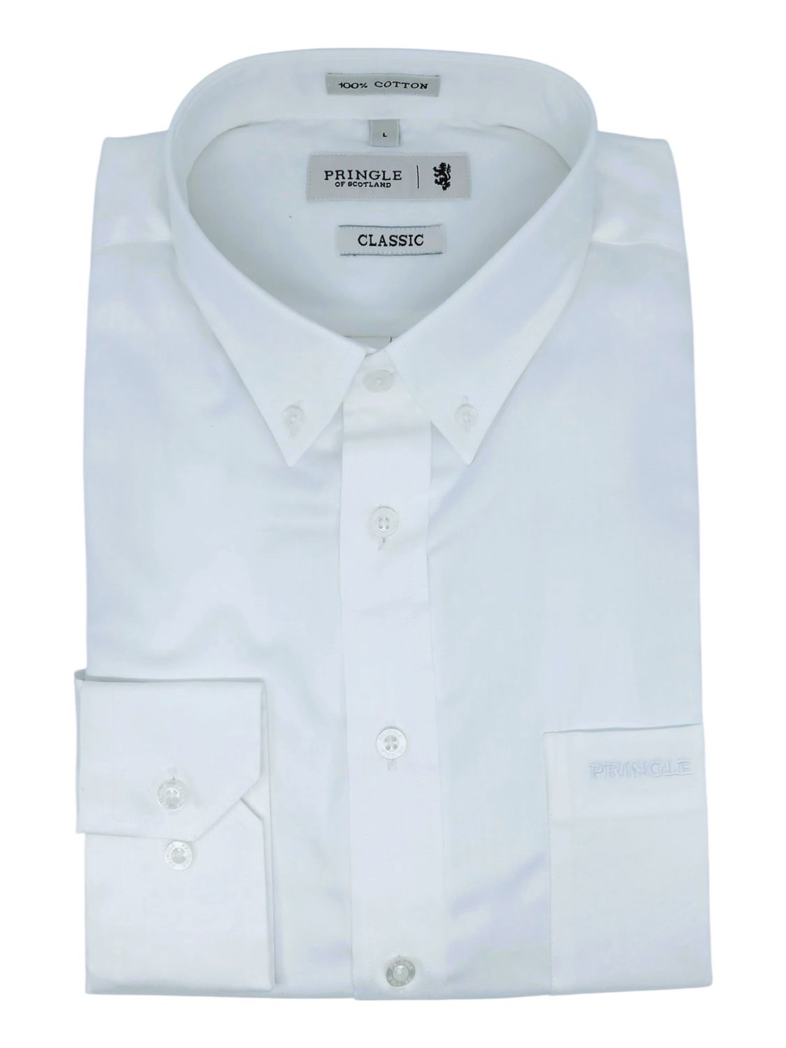 Pringle | William | Classic Long Sleeve Shirt | Snow/White, Size: S