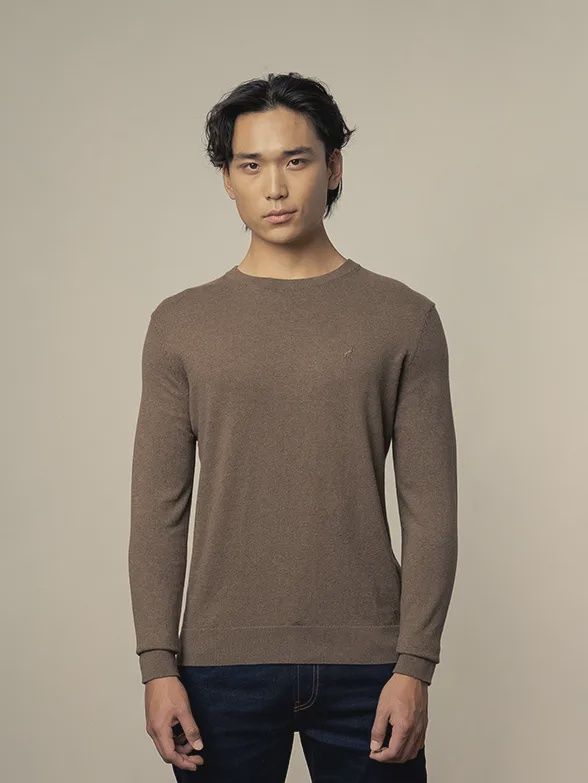 Polo | Luke Essential Crew Neck knitwear | Taupe, Size: S
