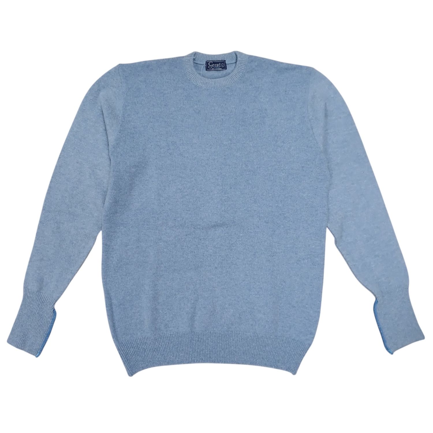 Grant | Lambswool Crew Neck Jersey | Mineral Blue, Size: S