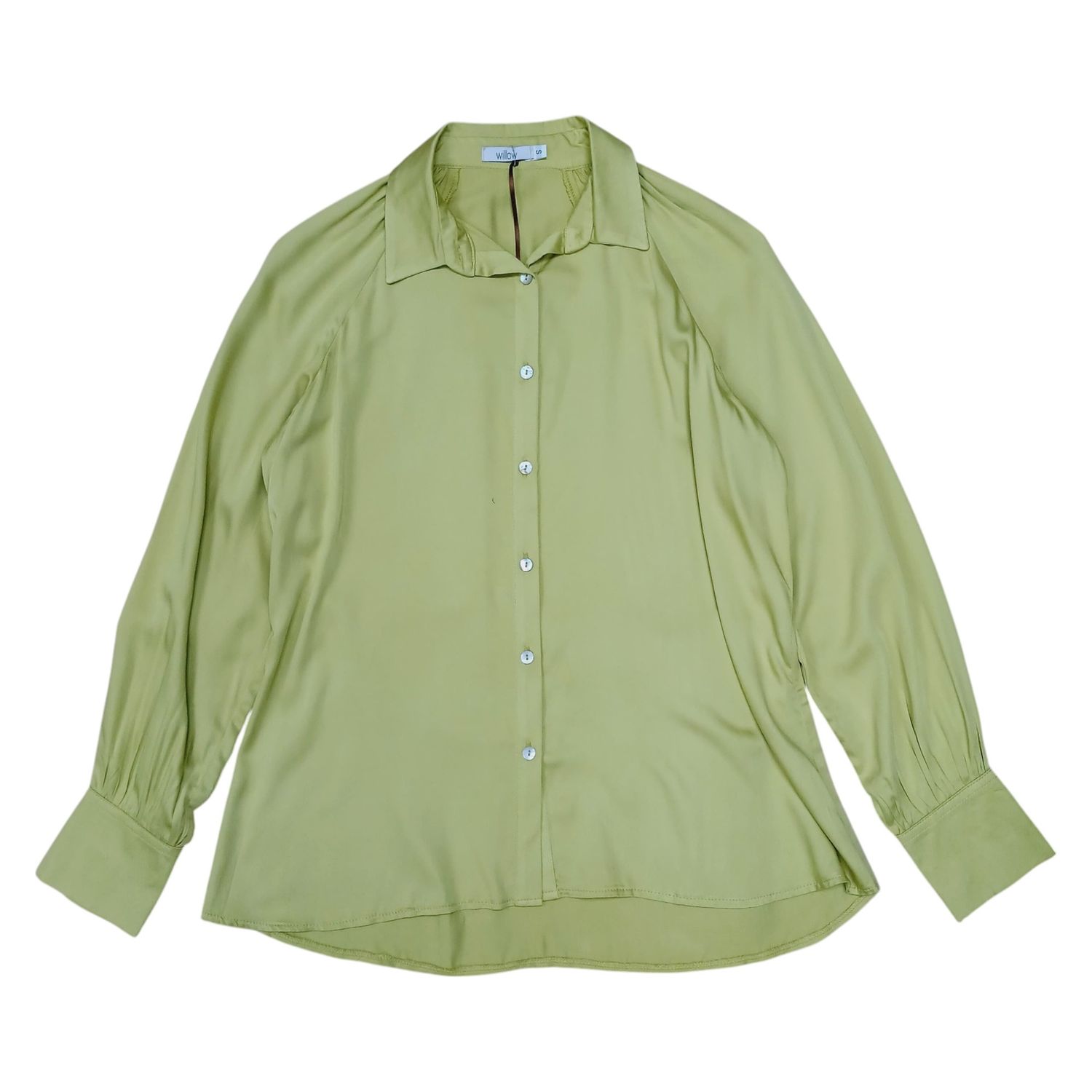 Willow | Aspen Blouse | Chartreuse Sateen Rayon, Size: S