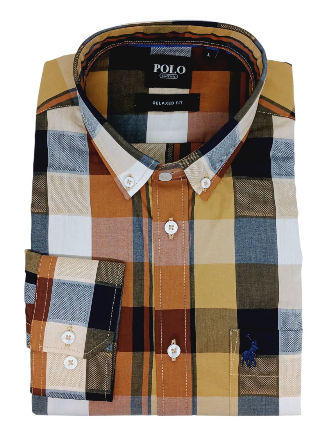 Polo | Mckenzi Easy Care Long Sleeve Shirt | Orange, Size: M