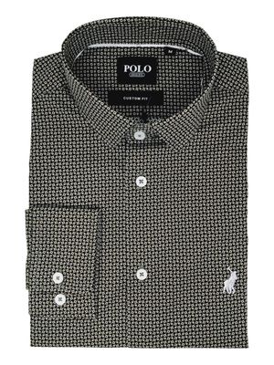 Polo | Ainsley Long Sleeve Shirt | Geometric Print | Brown