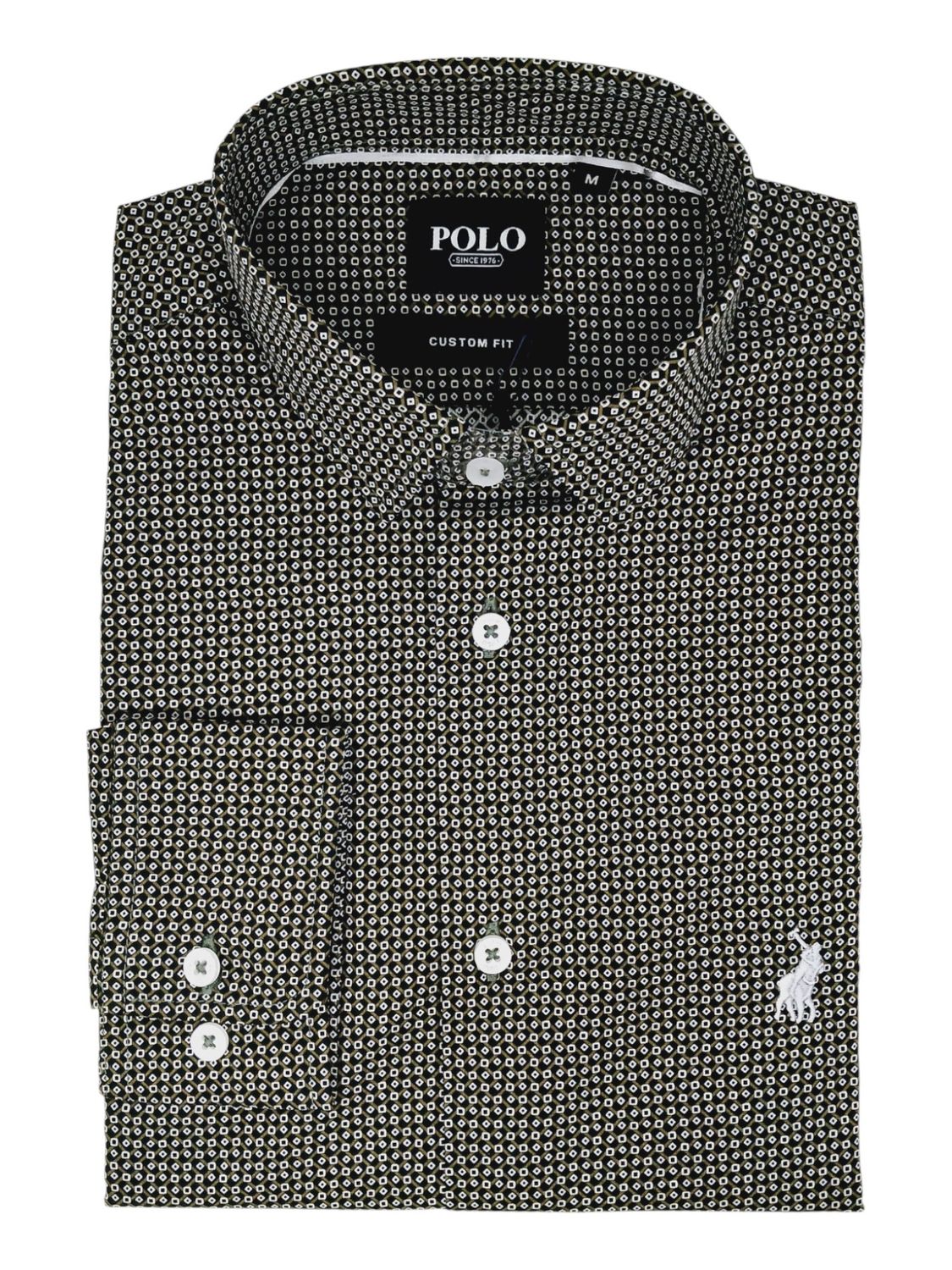 Polo | Ainsley Long Sleeve Shirt | Geometric Print | Brown, Size: M