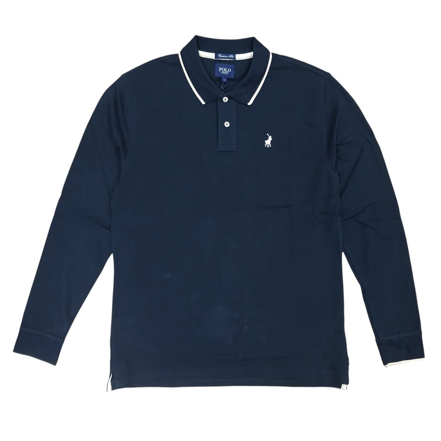 Polo | Carter Long Sleeve Pique Golfer | Navy, Size: S
