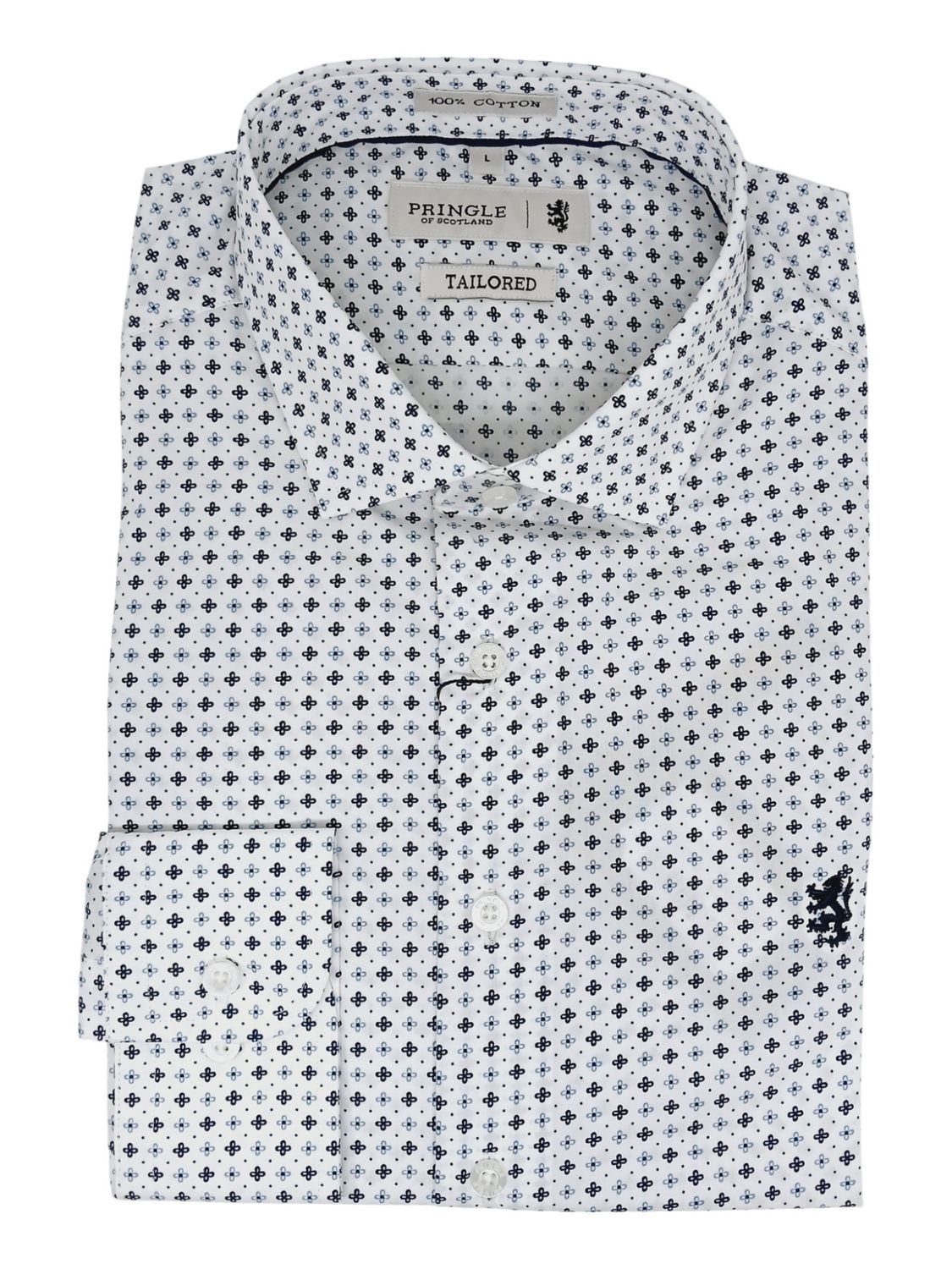 Pringle | Tailored Textured Long Sleeve Shirt | Larry | White, Size: S