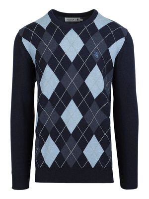Pringle | Bryan Cotton Argyle Sweater | Blue
