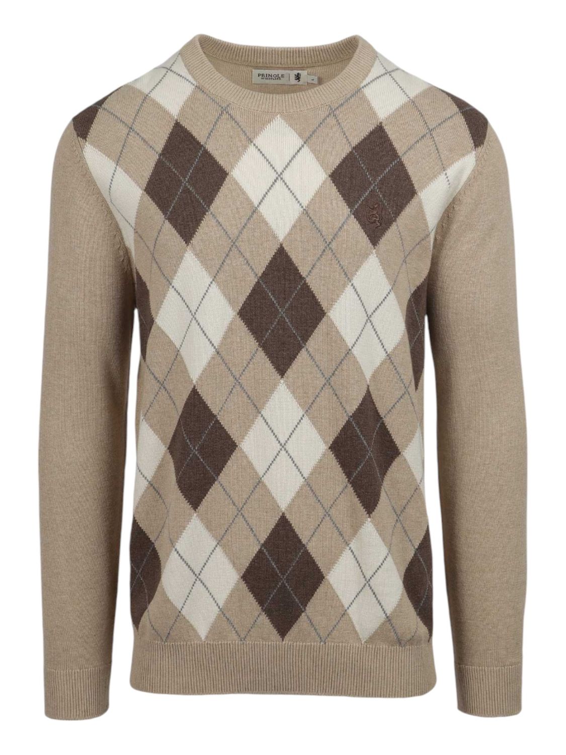 Pringle | Bryan Cotton Argyle Sweater | Stone, Size: M