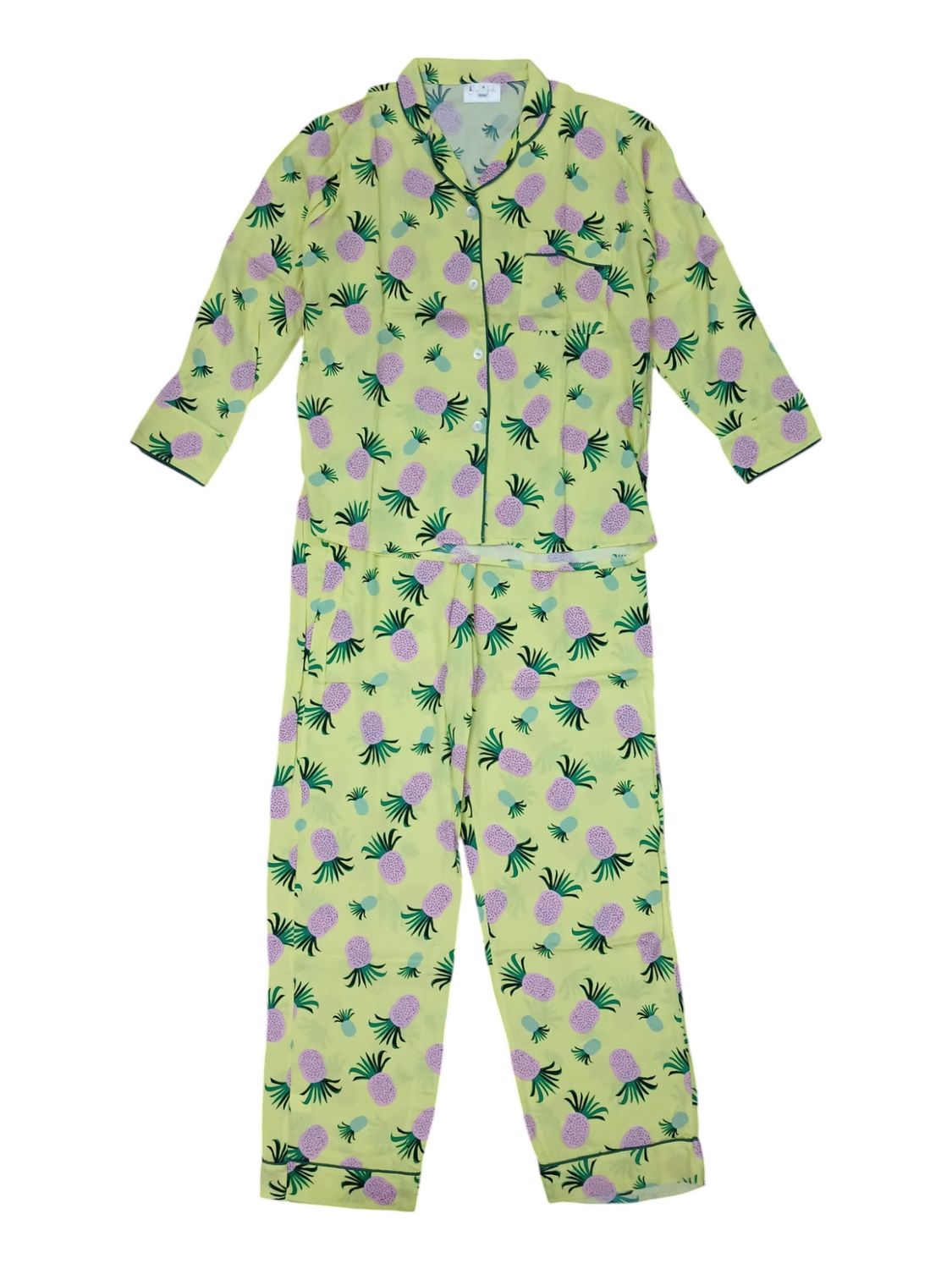 Jaime LaRobe  | Long Pajama Set | Pineapple Print, Size: S