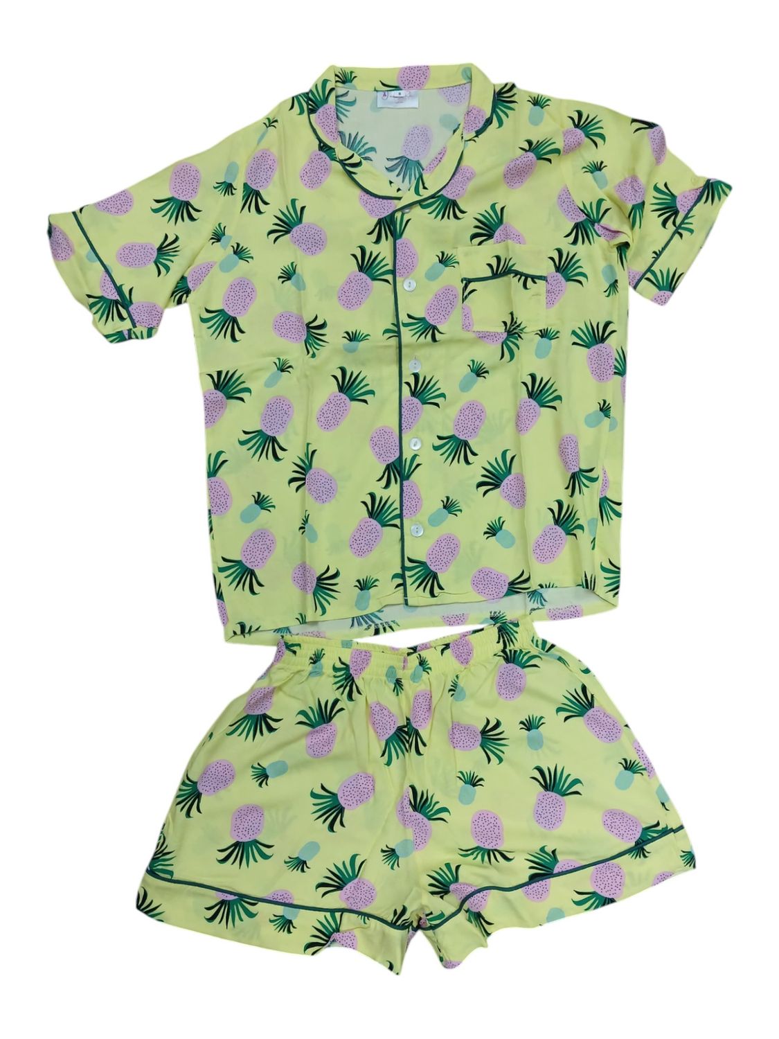 Jaime LaRobe | Short Pajama Set | Pineapple Print, Size: S