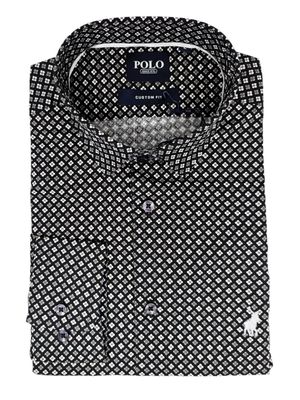 Polo |  Ares Long Sleeve Shirt | Floral Print | Black