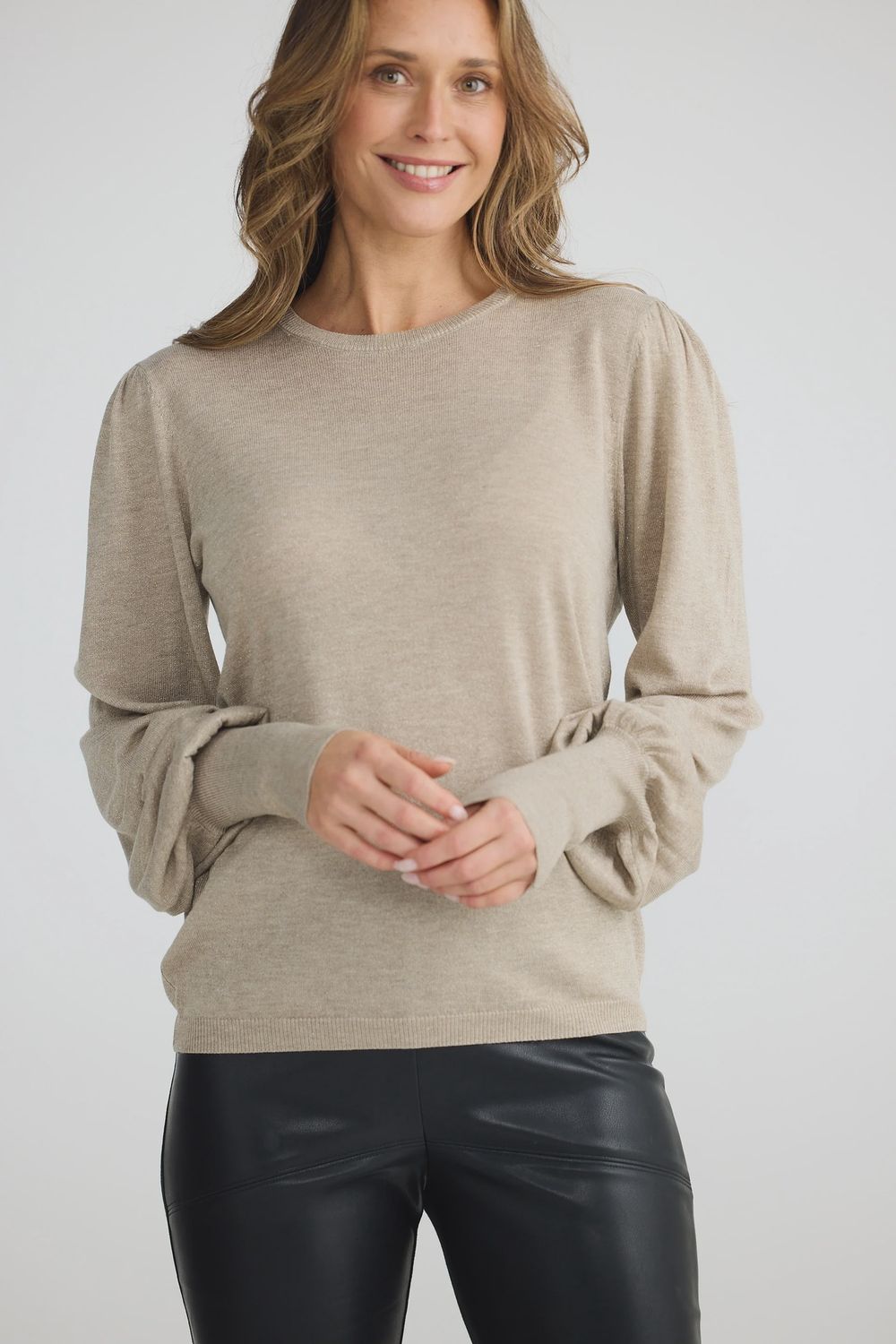 Brave &amp; True | Domenica Knit Top | Champagne Sparkle, Size: S