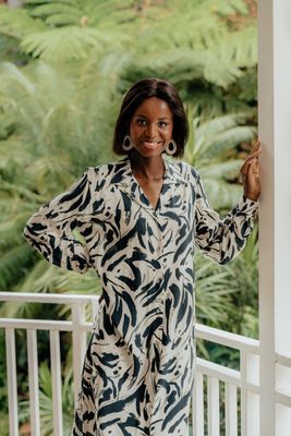 Willow | Yara Dress | Ivory &amp; Black Contours