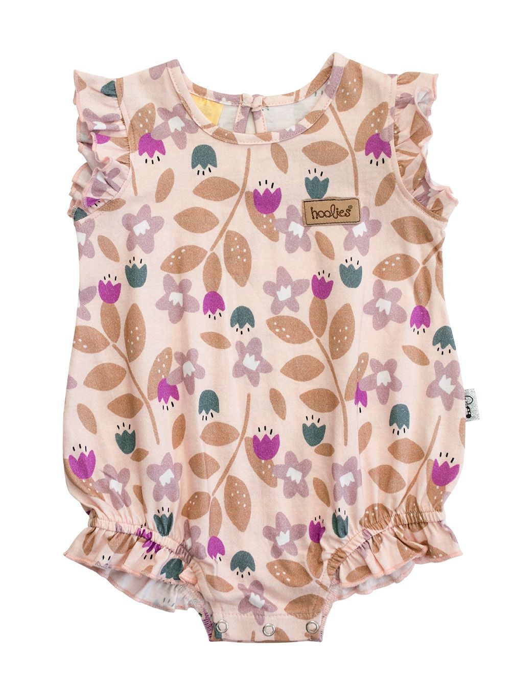 Hoolies | Floral Frilly Romper | Peach, Size: 2-3 years