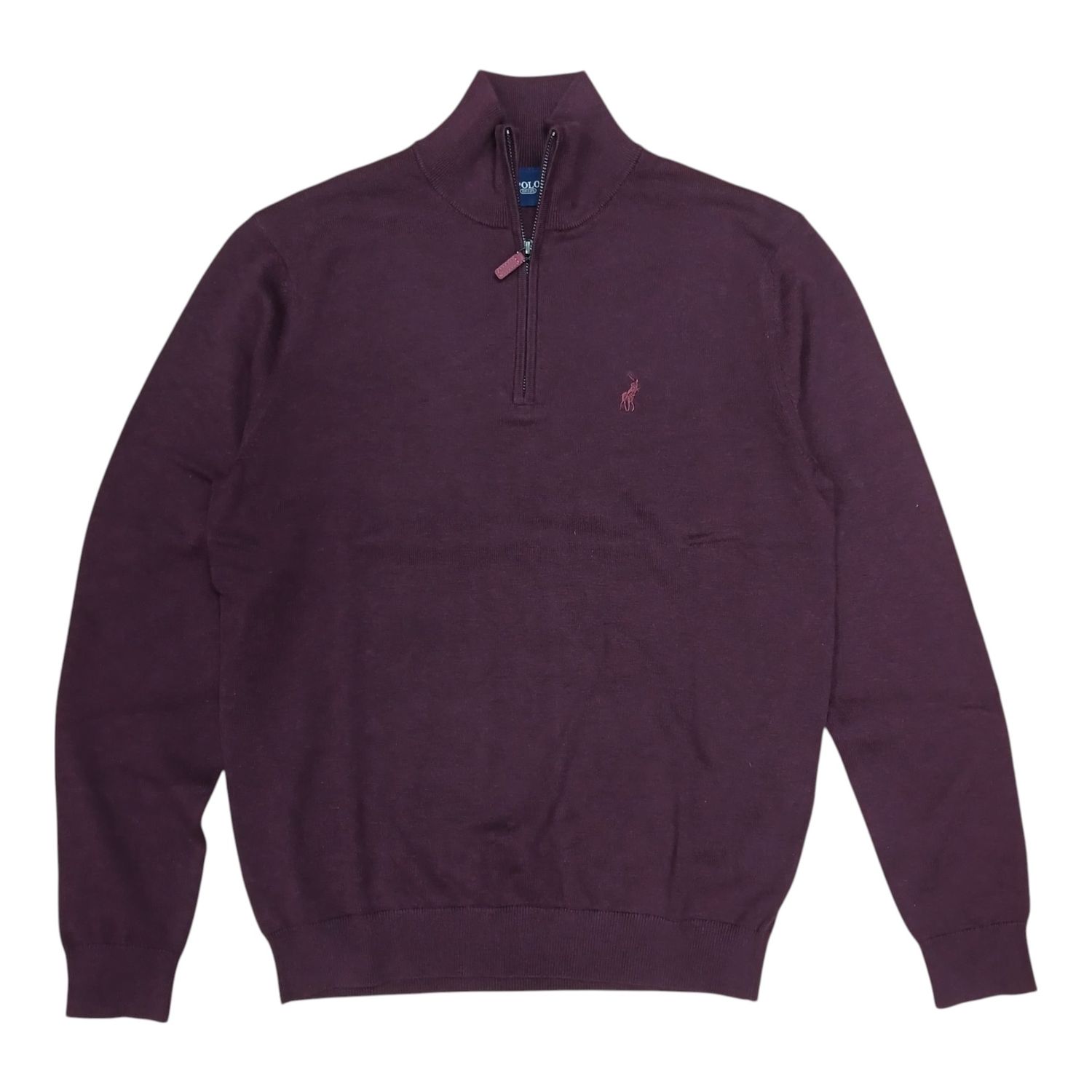 Polo | Raees 1/4 Zip Funnel Neck Knitwear | Burgundy, Size: M