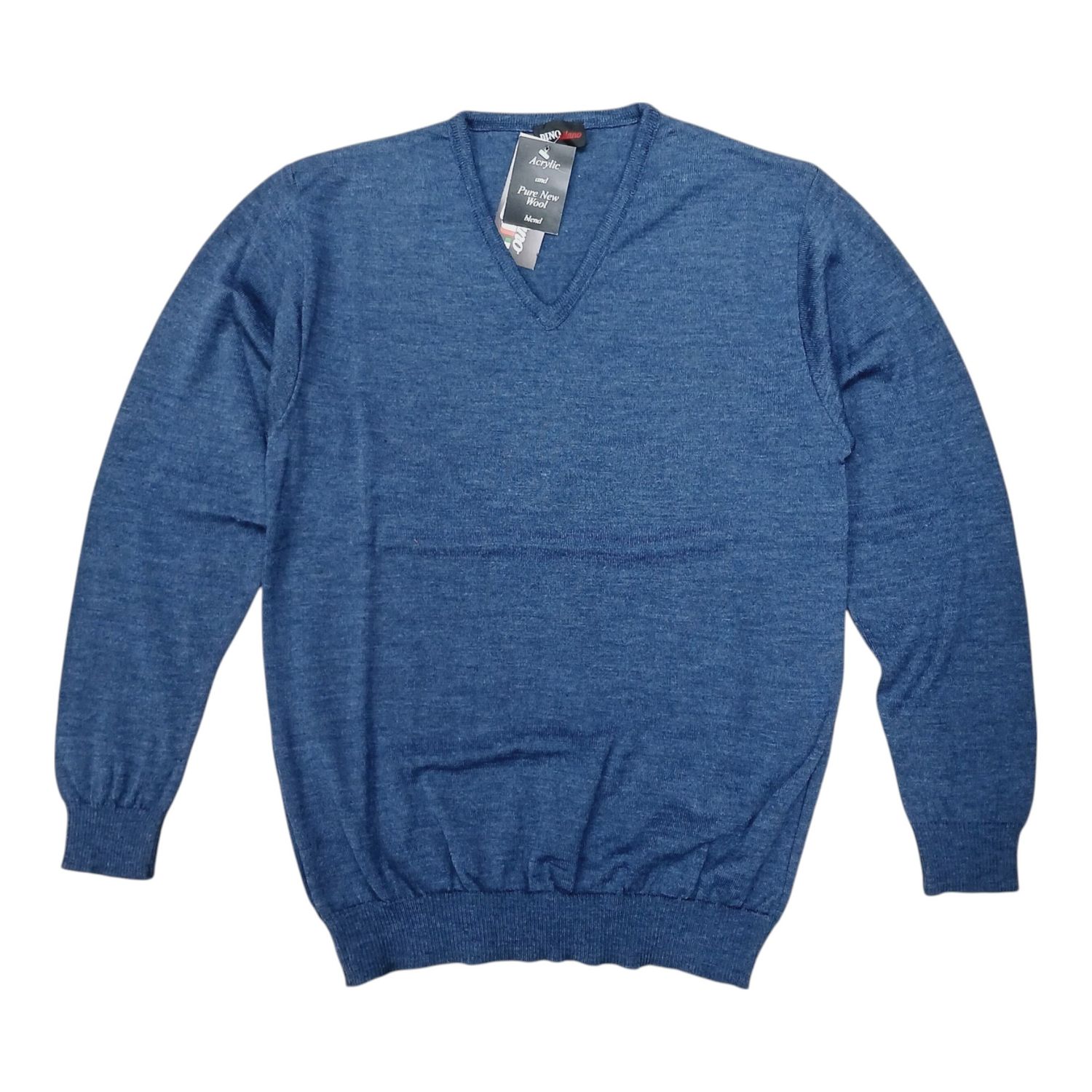 Dino Milano | Lightweight V-neck Jersey | Wool Blend | Atlantic Blue, Size: M