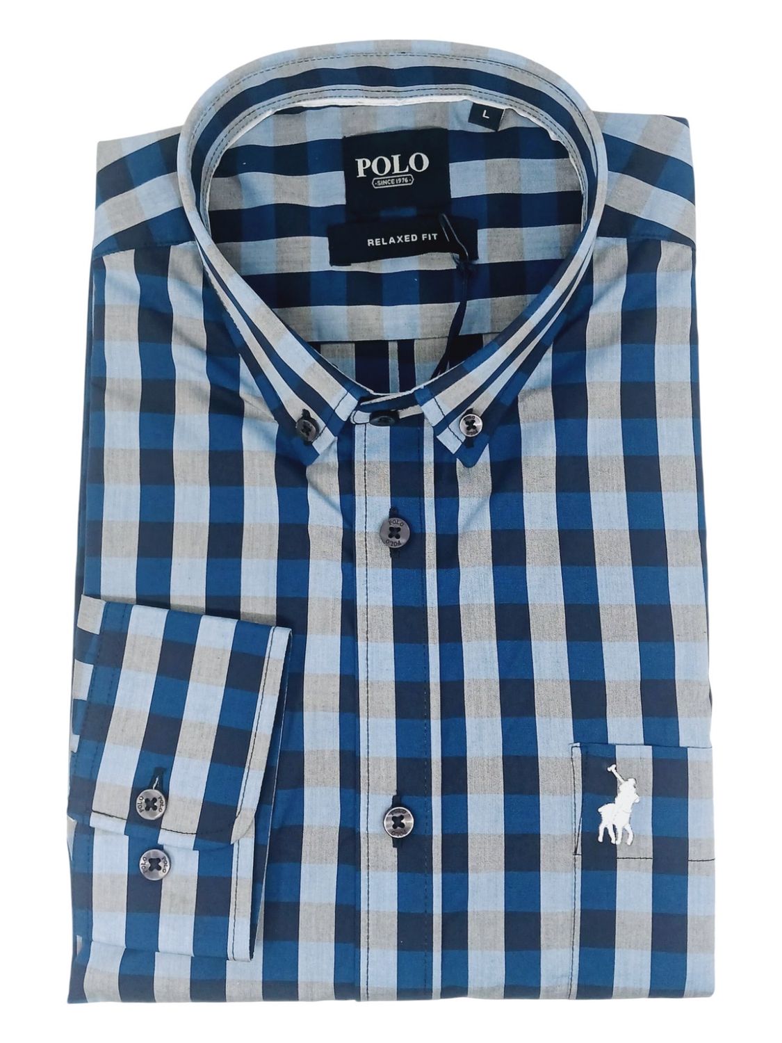 Polo | Faraday Easy Care Long Sleeve Shirt | Blue, Size: S