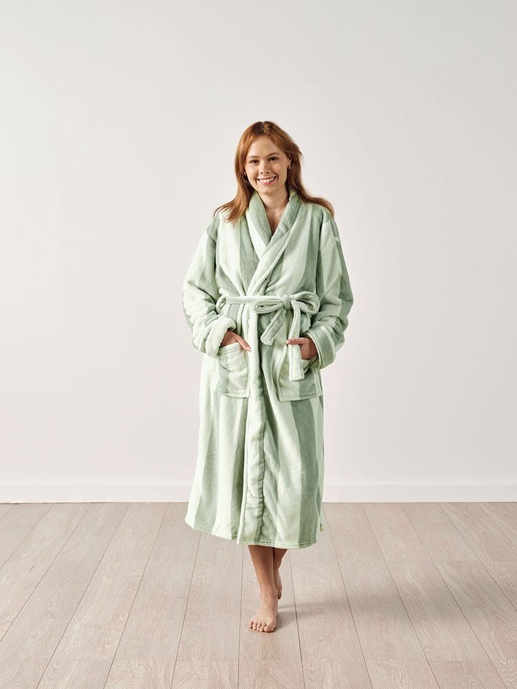 Linen House | Ocean City Jade Bathrobe, Size: One Size Fits Most