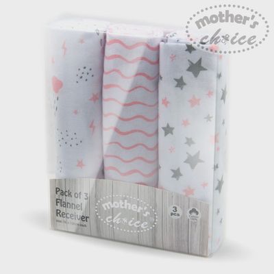 Mother's Choice | 3 Pack Flannel Receivers | Girls Stars