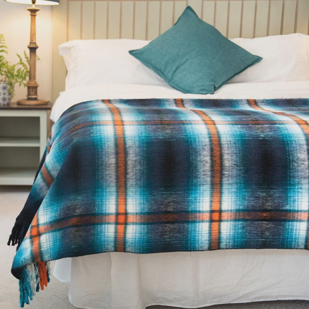Aranda | Nu Kelly Travel Rug | Kingfisher &amp; Turquoise, Size: Three Quarter - 180x230