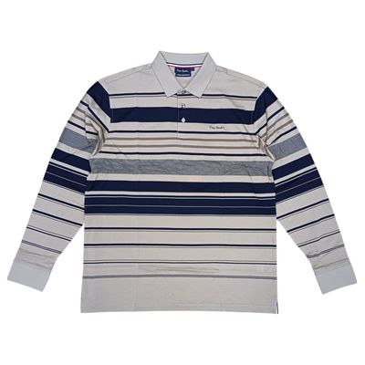Pierre Cardin | Long Sleeve Double Mercerised Jacquard Golfer | Stone