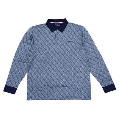 Pierre Cardin | Long sleeve Double Mercerised Jacquard Golfer | Blue