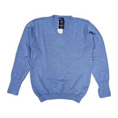 Dino Milano | Wool Blend V-neck Jersey | Denim