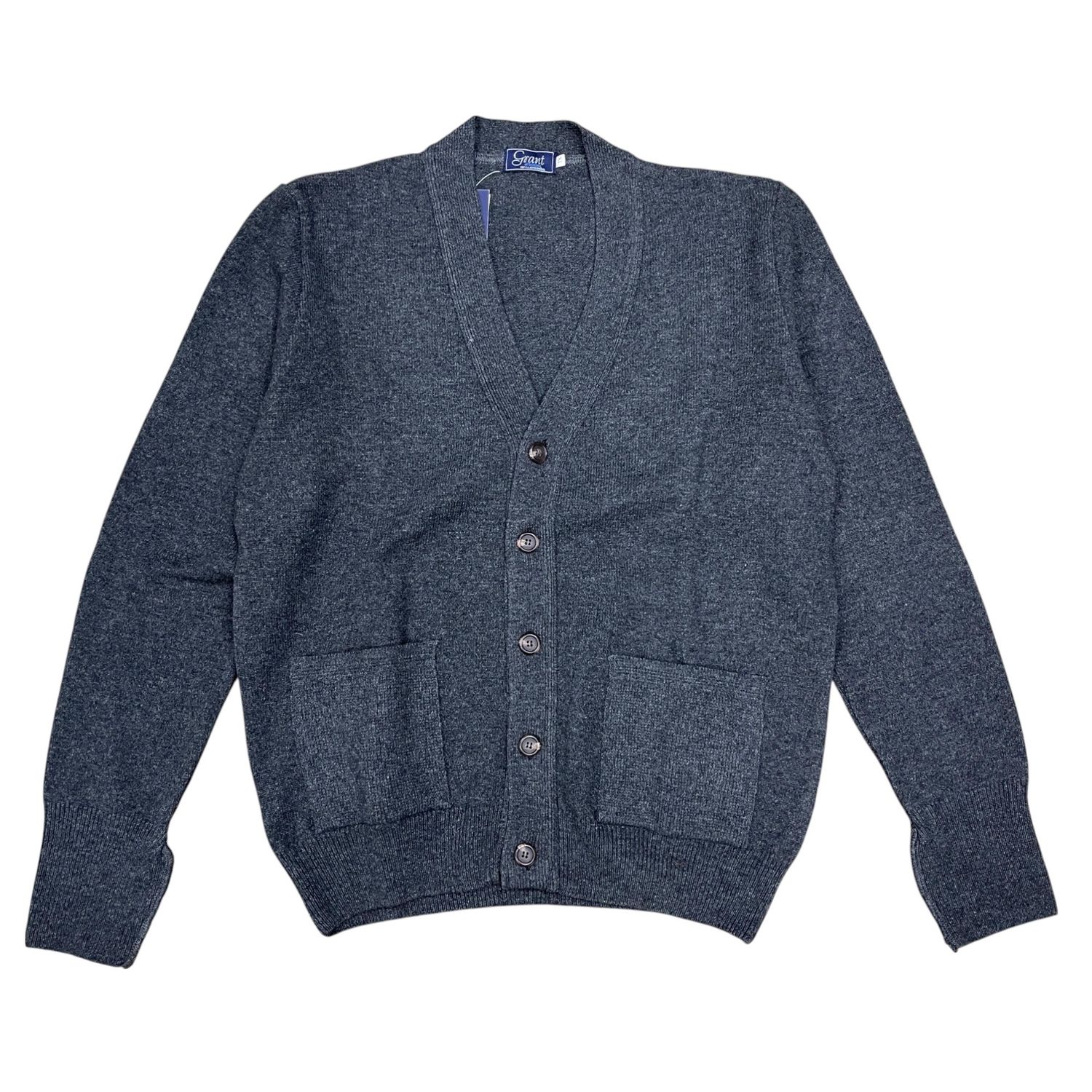 Grant | Plain Lambswool Cardigan | Charcoal, Size: XL
