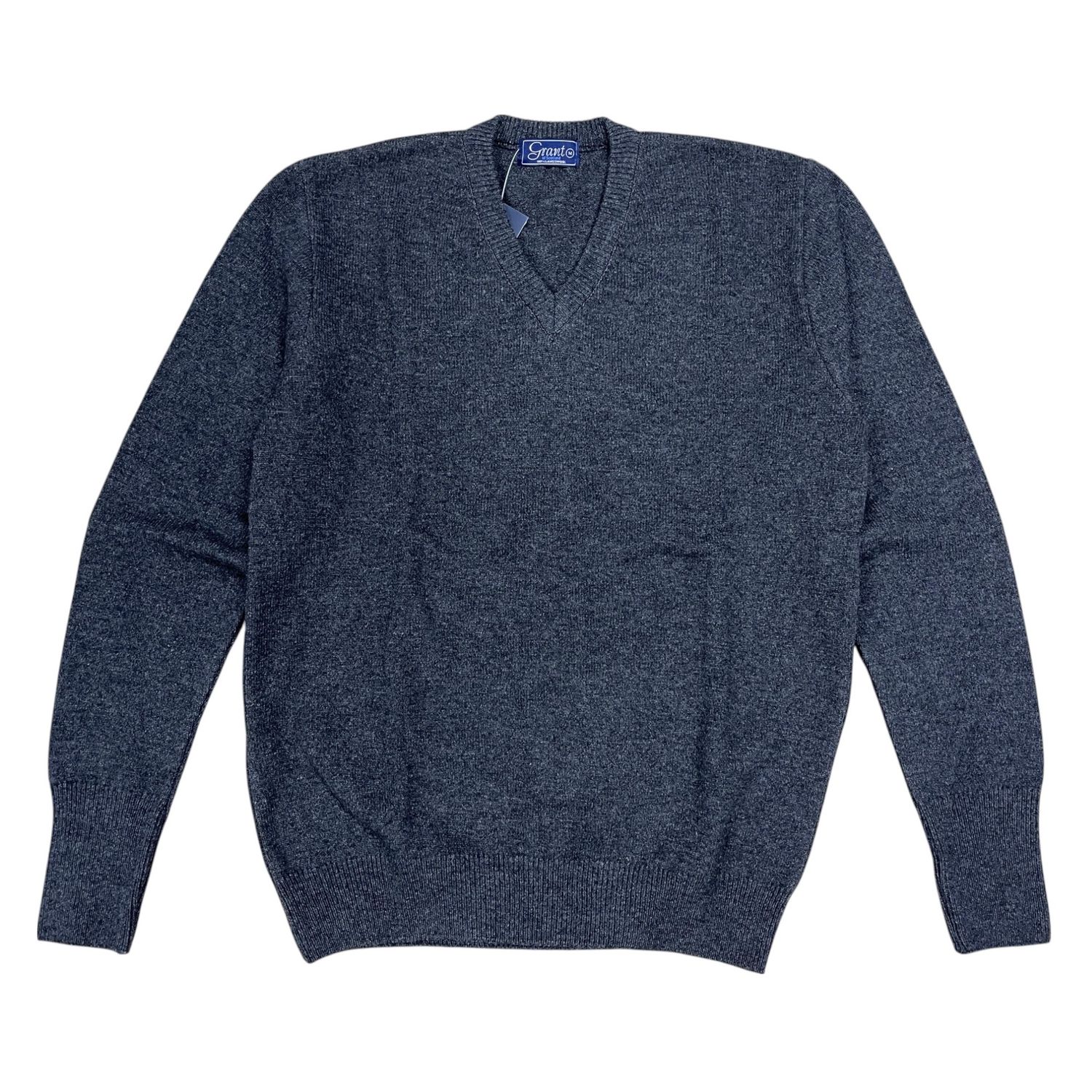 Grant | Lambswool V-Neck Jersey | Charcoal, Size: S