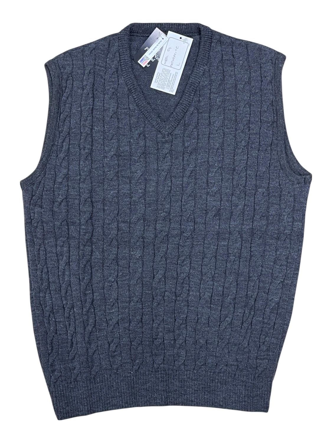 Dino Milano | Cable Knitted Sleeveless Pullover | Anthracite, Size: S