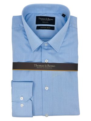 Thomas &amp; Benno | Tailored Fit Textured Long Sleeve Shirt | Light Blue