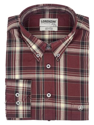 Lorenzini | Classic Long Sleeve Shirt | LO50/212 | Maroon Check