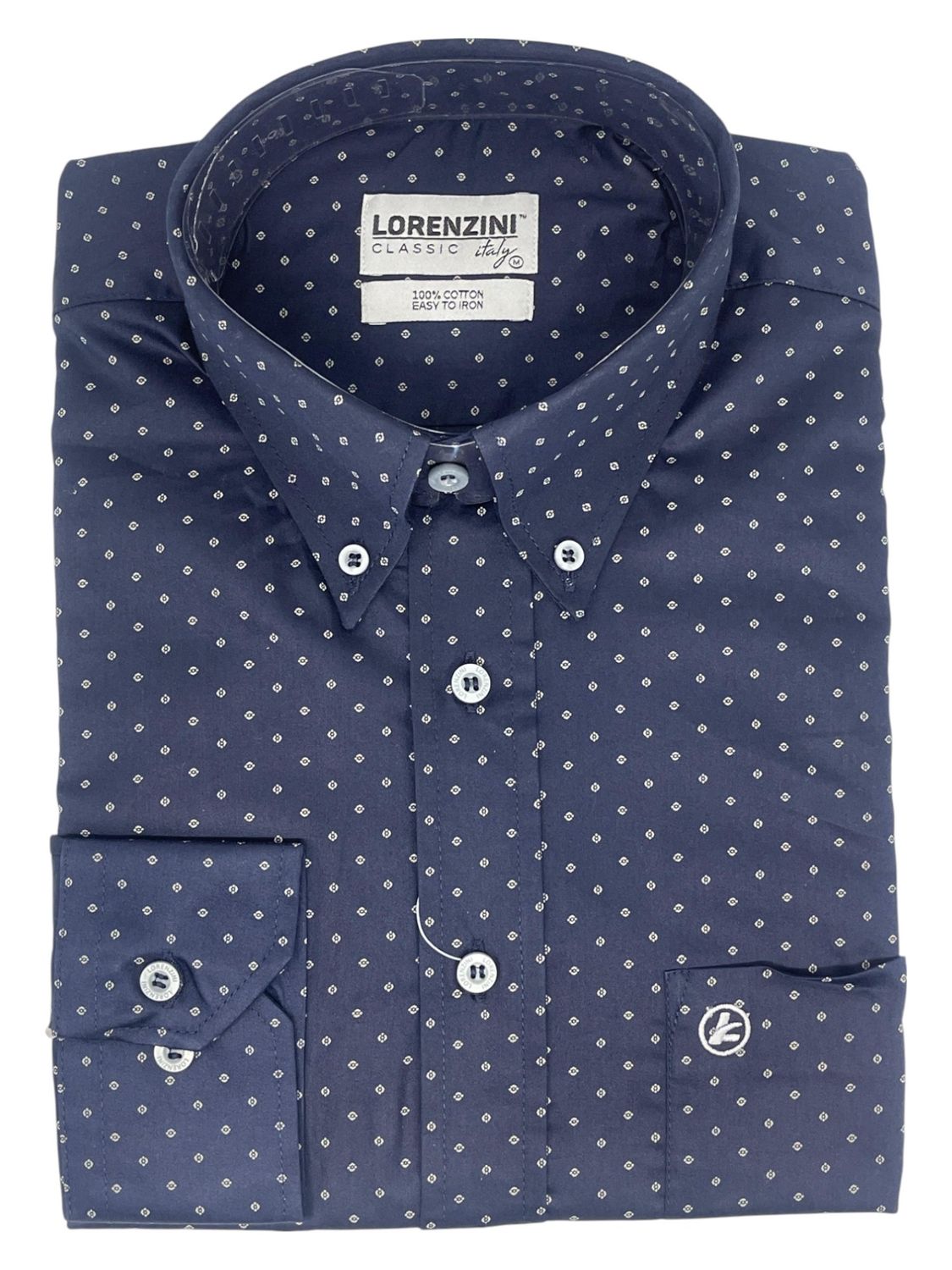 Lorenzini | Classic Long Sleeve Shirt | LO50/583 | Navy, Size: S