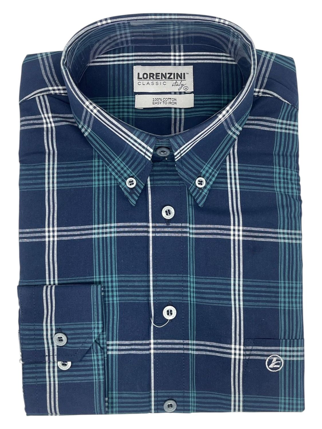 Lorenzini | Classic Long Sleeve Shirt | LO50/1002| Navy/Bottle Check, Size: S