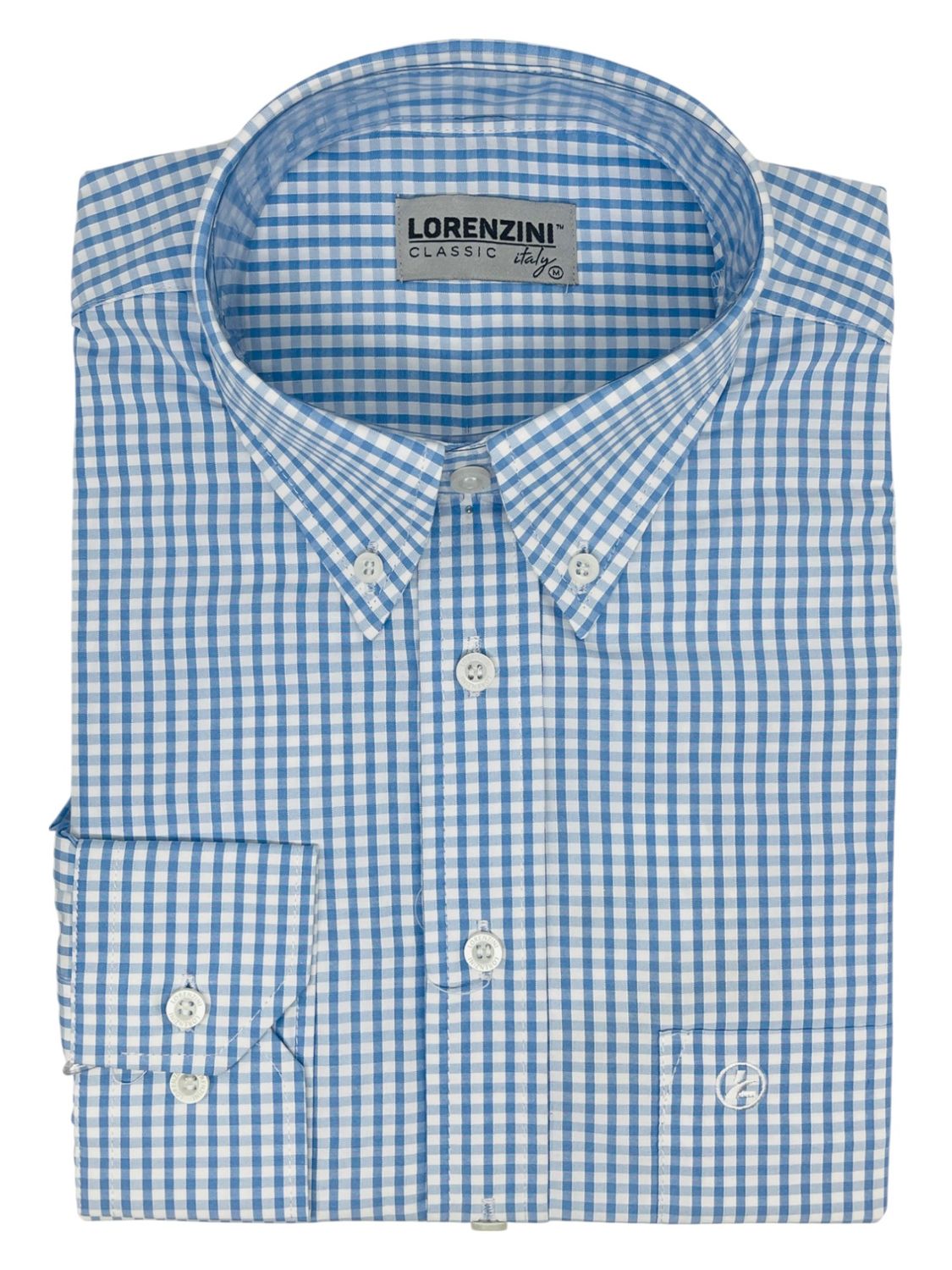 Lorenzini | Classic Long Sleeve Shirt | LO50/415 | Blue Check, Size: S