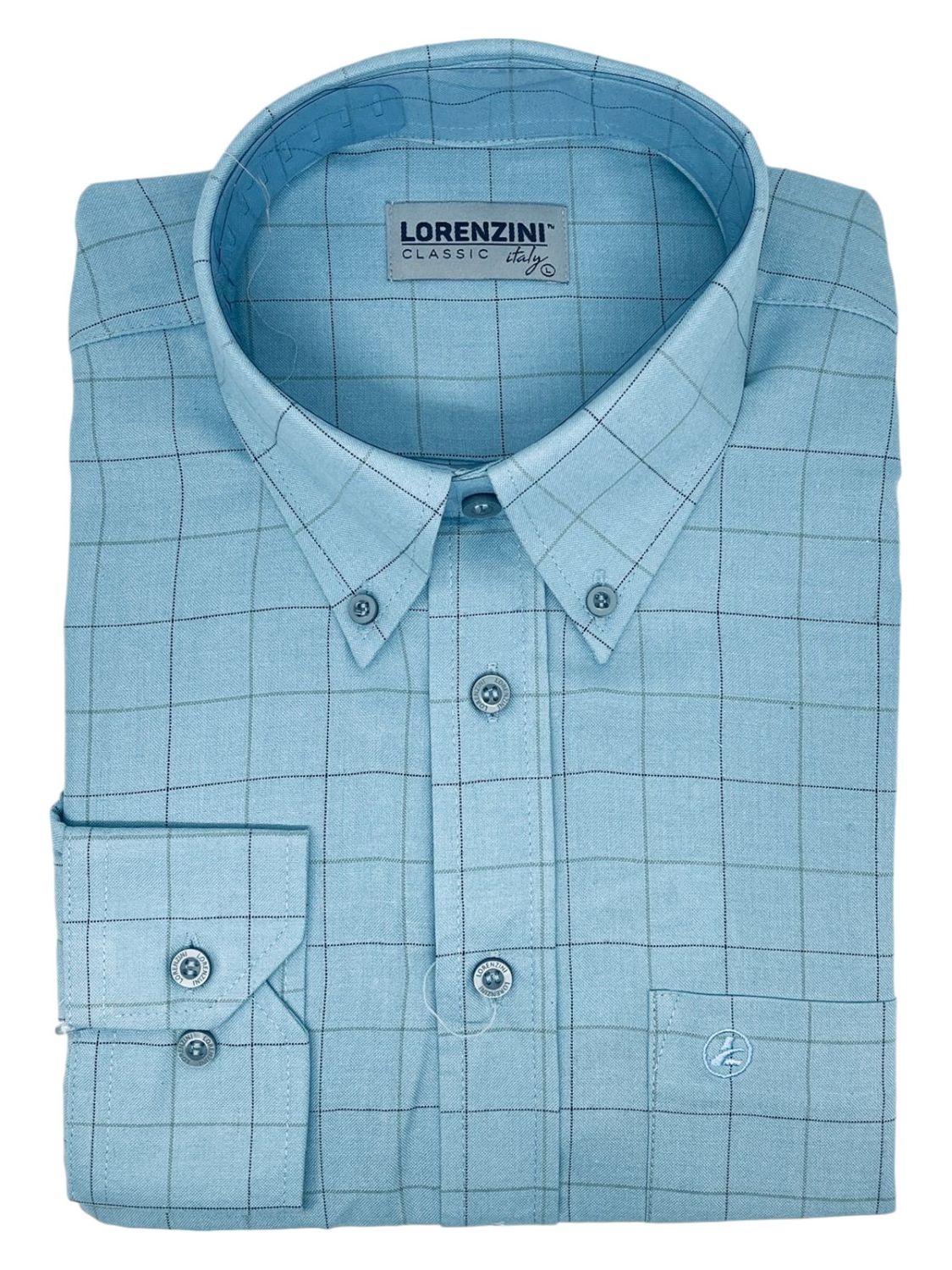 Lorenzini | Classic Long Sleeve Shirt | LO50/99 | Blue Check, Size: S