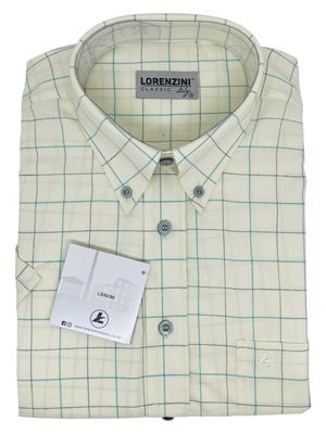 Lorenzini | Classic Short Sleeve Shirt | LS50/99 | Cream &amp; Turquoise