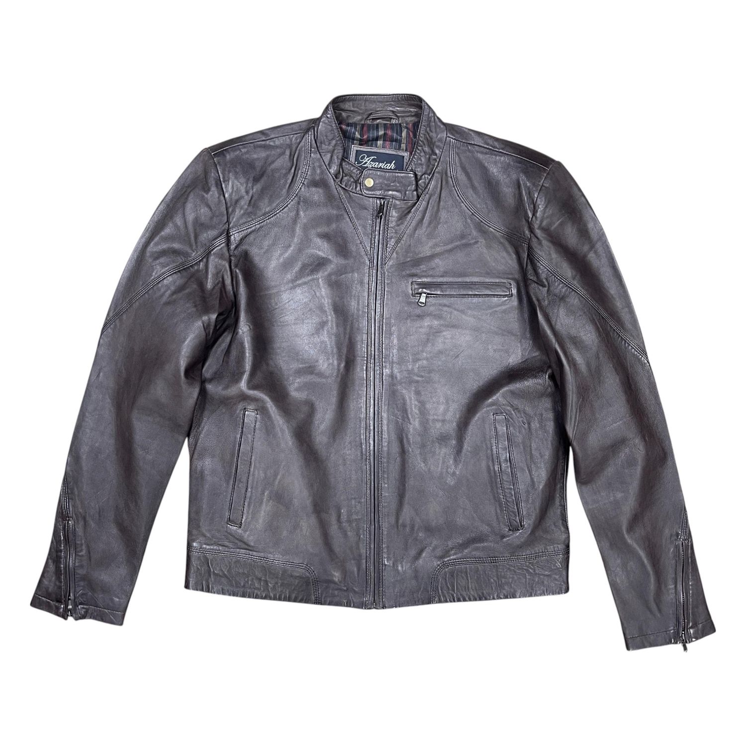 Azariah | Mens Rocco Leather Jacket | Brown, Size: M