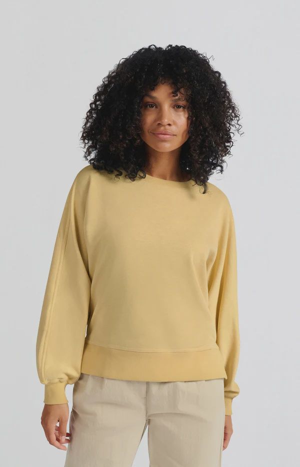 YAYA | Sweatshirt With Small Slit | Moonstone Yellow