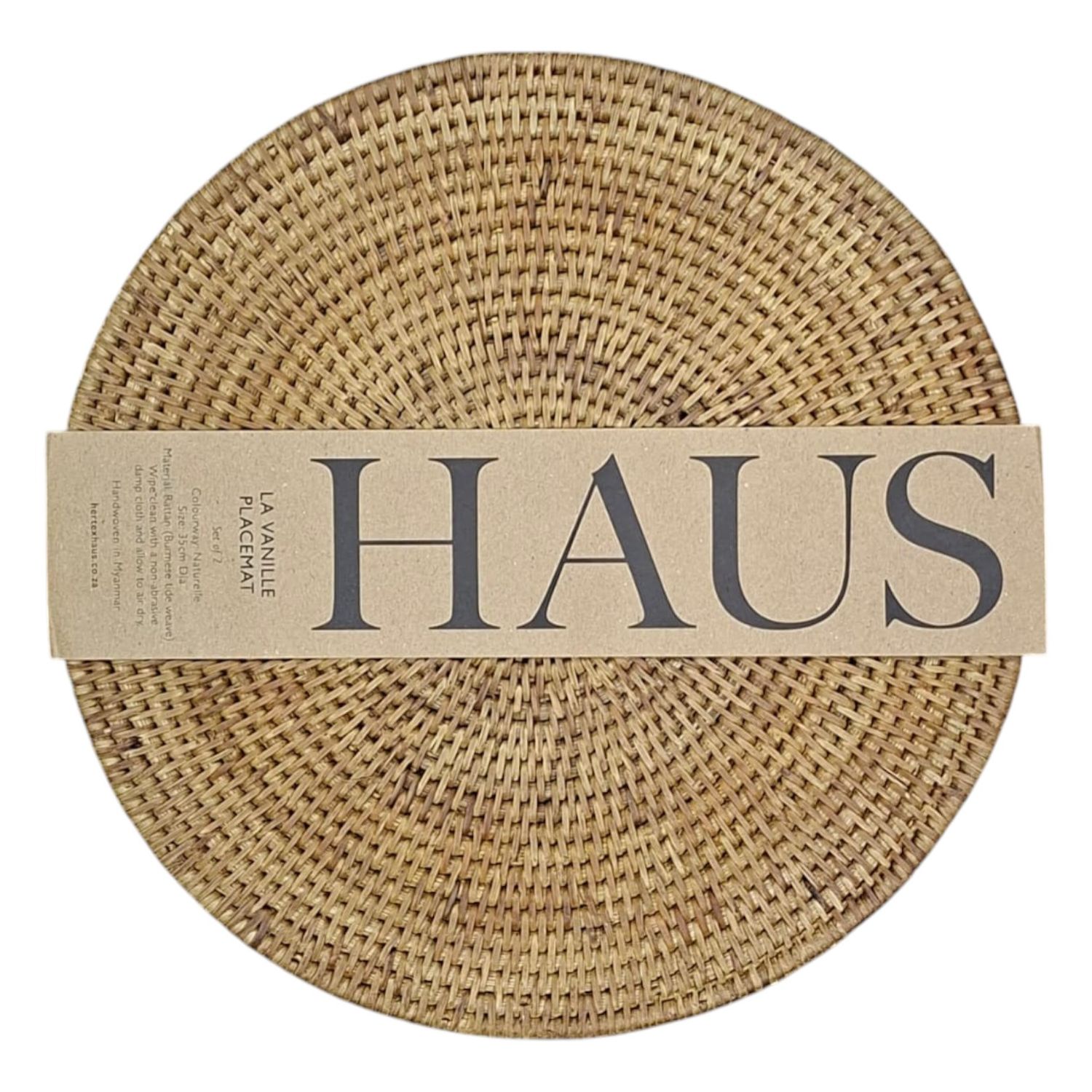 Haus | La Vanille Handwoven Placemats Set 2 | Naturelle