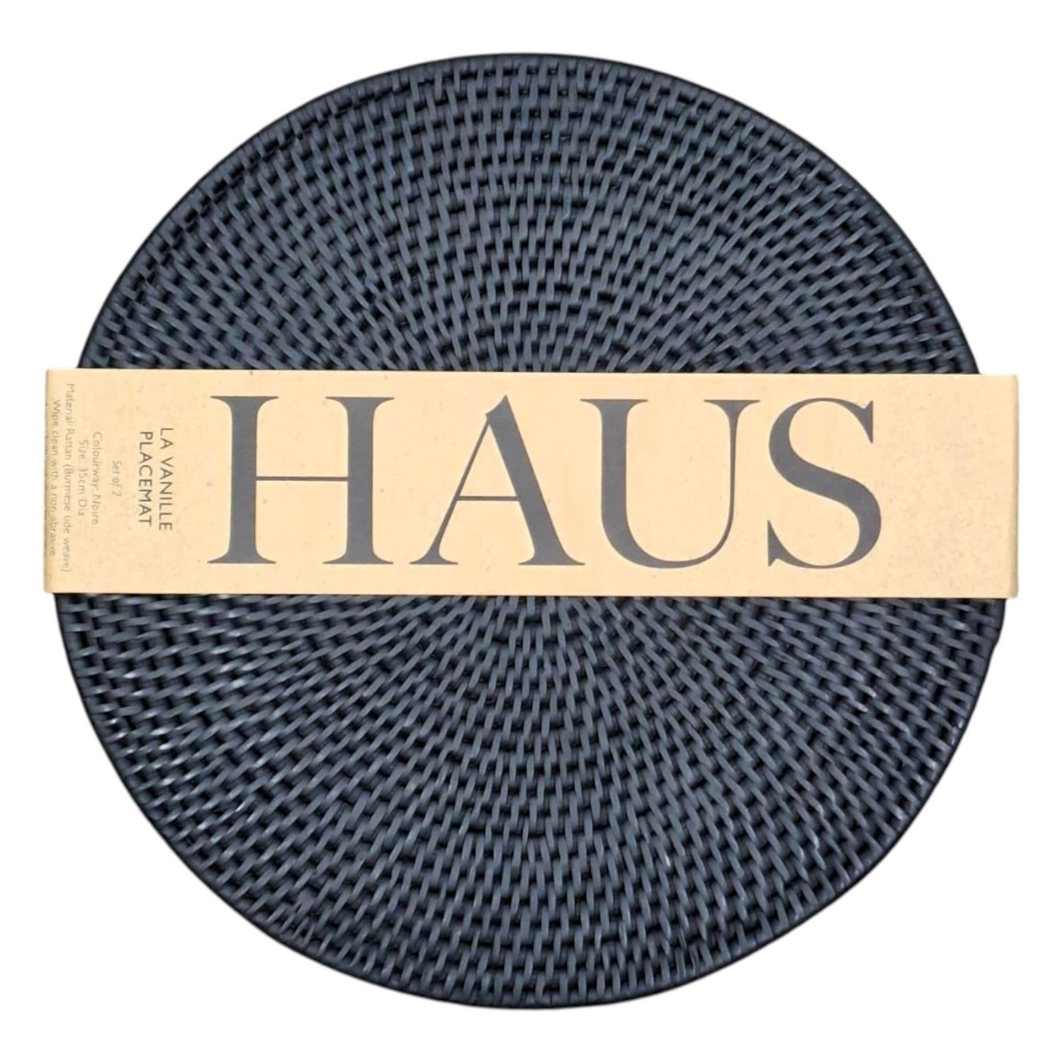 Haus | La Vanille Handwoven Placemats Set 2 | Noire