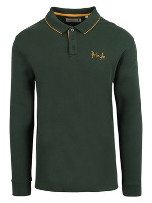 Pringle | Bongi Long Sleeve Golfer | Green &amp; Gold
