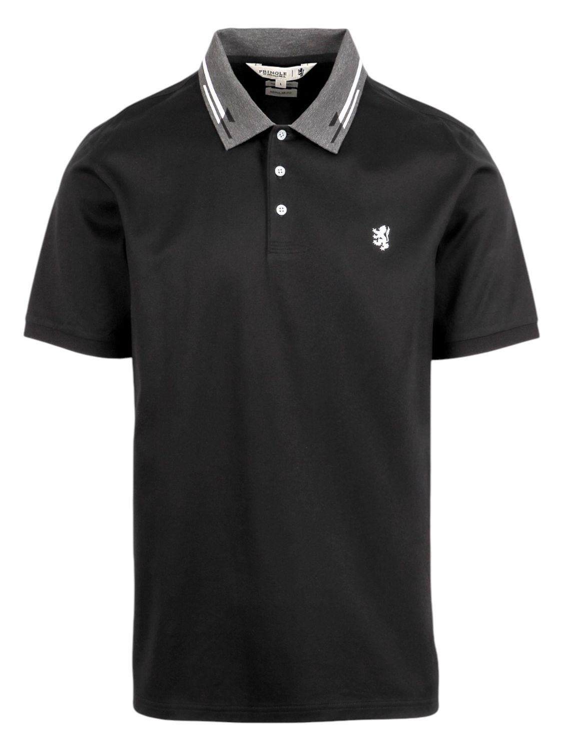Pringle | James Jacquard Collar Golfer | Black, Size: M