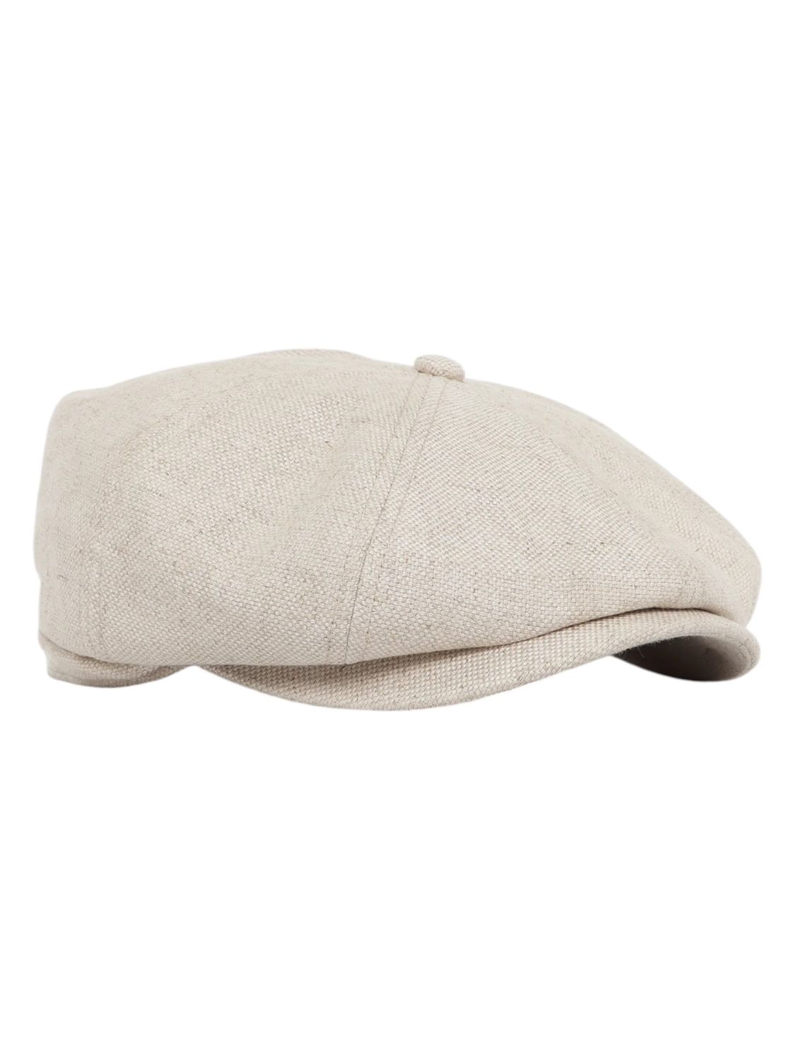 Pringle | Luca Linen Cotton Blend Newsboy Cap | Stone, Size: S-M