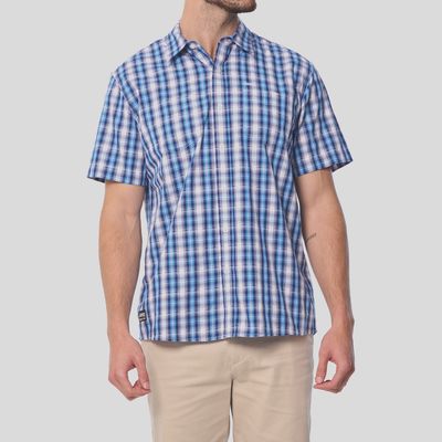 Jeep | Yarn Dye Short Sleeve Shirt | Light Blue Multi Check