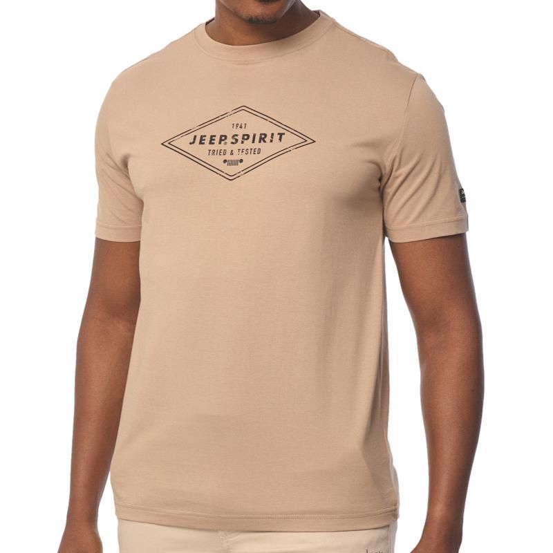 Jeep | Fashion Graphic T-Shirt | Khaki, Size: M