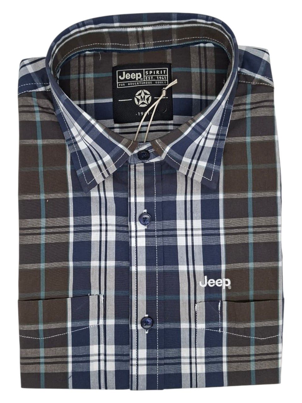Jeep | Yarn Dye Short Sleeve Shirt | Navy Multi Check