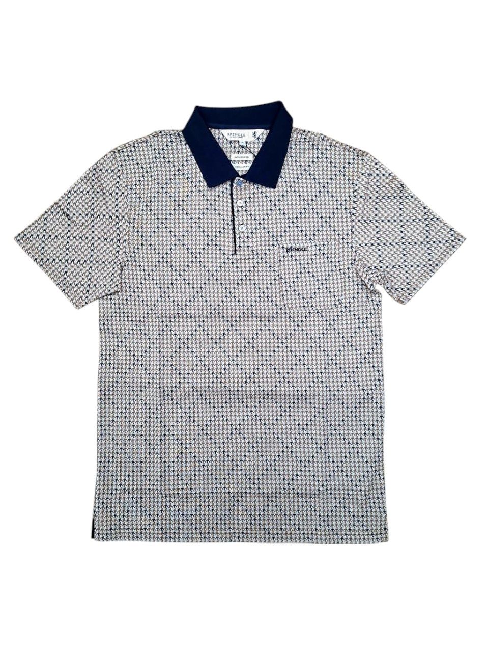 Pringle | York Mercerised Jacquard Golfer | Stone, Size: M