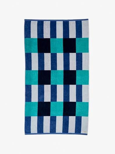 Linen House | Squares Beach Towel | Blue | 95x175